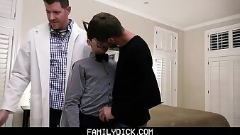 FamilyDick - Young trickiness or treater gets fucked by Stepdad and his buddy