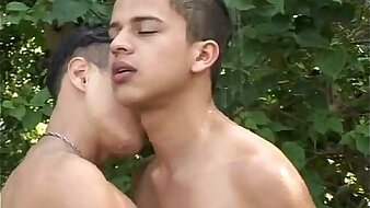 South American boy with perfect body bangs a twink