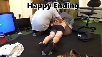 Happy Ending Kneading gay gives me rub down and can't stay off my cock